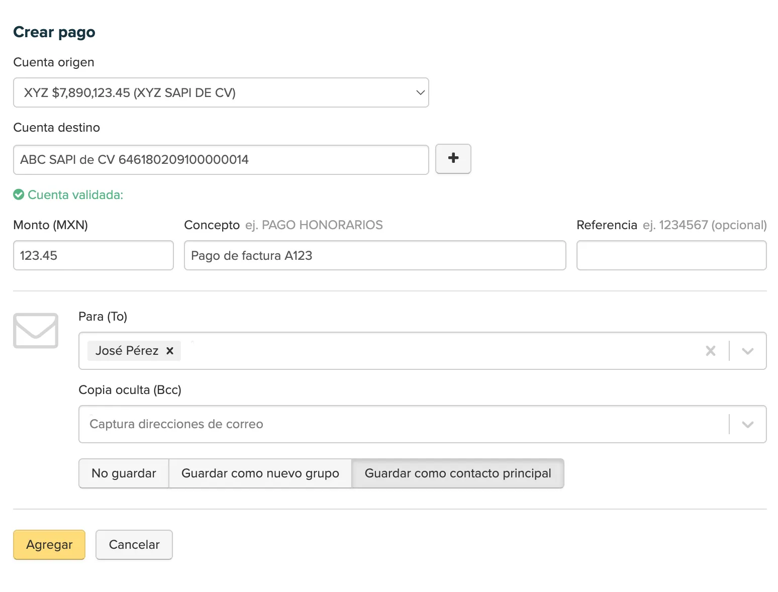 Dispersión de pagos
